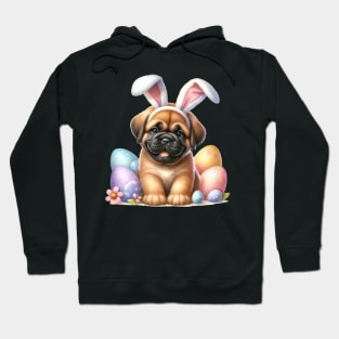 Puppy Mastiff Dog Bunny Ears Easter Eggs Happy Easter Day Hoodie